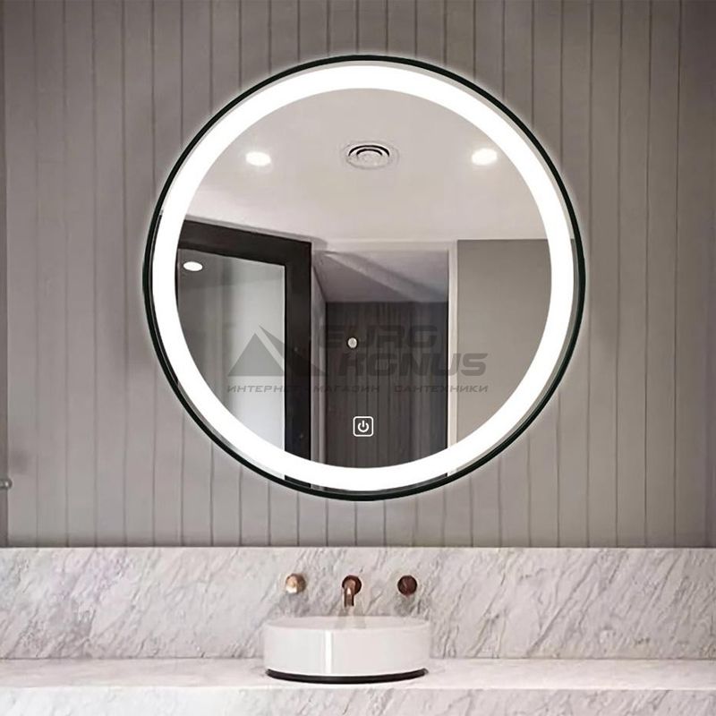 DUSEL Зеркало с подогревом, LED подсветкой Smart DE-M2071D Black 80x80 см